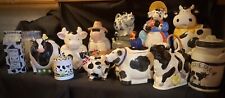 COW VINTAGE COW COOKIE JAR COLLECTION and T-POTs MOTHER'S DAY Wedding Gift B&W picture