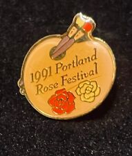 PORTLAND ROSE FESTIVAL PIN 1991 OREGON'S CITY OF ROSES PARADE VINTAGE HAT LAPEL picture
