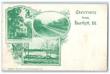 1909 Greetings From Bartlett Illinois IL, Multiview Antique Postcard picture