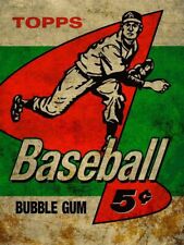 1958 TOPPS BASEBALL 5¢ BUBBLE GUM HEAVY DUTY USA MADE METAL ADVERTISING SIGN picture