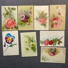 Antique Postcard Lot 8 Lithograph Floral Flowers Greetings Junk Journal Ephemera picture