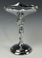 Vintage Art Deco Farber Bros New York Chrome Nude Stem Comport Purple Glass  picture