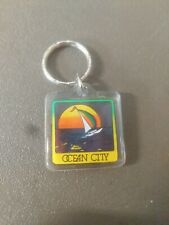 Vintage Ocean City Saliboat Sunset Keychain Key Ring Chain Fob Hangtag ~ #185 picture