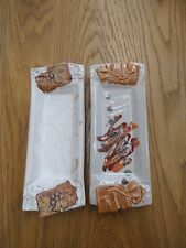 Set Of Two, Handmade Ceramic Rectangular Trays Glossy White w/ Abstract Art rare picture