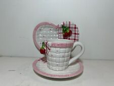 Vintage Bella Casa Cherry Pink Cup and Saucer with Heart Shaped Trinket Dish picture