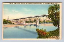 Waco TX-Texas, Brazos River Bridge, Antique Vintage Souvenir Postcard picture