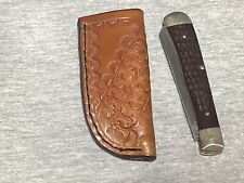 Trapper Leather Pocket Folding Knife Belt Loop Case Sheath Handmade picture