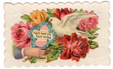 Vintage Beautiful Victorian Hidden name card With Love and Fond Wishes Dove picture