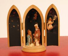 VINTAGE RELIGIOUS WOOD SCULPTURE BABY JESUS CHRIST WITH VIRGIN MARY GOD ANGELS  picture