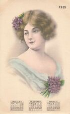 Postcard Antique Pretty Ladies 1915 Calendar January, February, March Blank Back picture