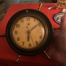 1939 General Electric Tabletop Clock. Bakelite And Brass. 6.5” Tall Read Desc picture