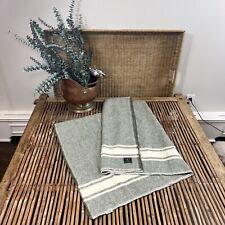 Faribault Woolen Mills 100% Virgin Wool Throw Blanket Green Herringbone USA picture