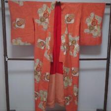 Japanese J11 Kimono Antique Pure Silk Showa Retro Taisho Flower Pattern picture