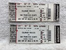 2016 Colorado Rockies vs San Francisco Giants MLB Baseball Game Tickets Vtg picture