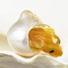 HUGE South Sea Pearl Baroque Golden Mother-of-Pearl Rat Carving undrilled 9.83 g picture