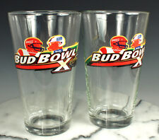 2 SUPER BOWL X Beer Glasses 1976 STEELERS v COWBOYS Bud Bowl Pint NEW Old Stock  picture