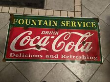 Antique -Barn Find Look Coca Cola Soda Fountain  Dealer Sales Service Pop Sign picture