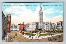 Cleveland OH-Ohio, Terminal Tower, Public Square, c1928 Vintage Postcard picture