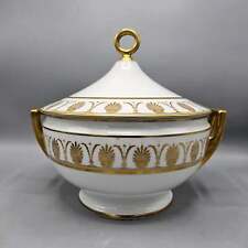 Vintage Richard Ginori Italian Porcelain Pompei Gold Round Covered Soup Tureen picture