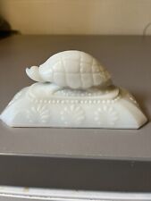 Rare Antique Flaccus Milk Glass Turtle Adorned Rectangle LiD Only picture