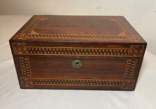 High quality 1800's antique handmade inlaid marquetry wood jewelry dresser box picture
