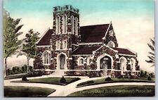 Muncie Indiana~Mortuary Chapel Beech Grove Cemetery~Razed 1955~Handcolored 1910 picture
