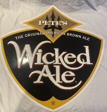 Pete's Wicked Ale Lithographed Tin Sign Beer Brewery Man Cave Memorabilia picture