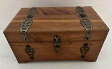 Vtg Wood Cedar Lined Jewelry/Treasure Chest/Trinket/Box w/Brass Hardware picture