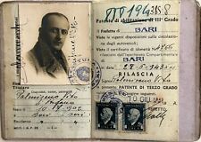WW2 1943 Vintage TRAVEL PERMIT CARD Photo Identity Passport BARI, ITALY MALE picture
