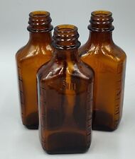  Vtg Duraglas Brown 3iii Amber Heavy Glass Medicine bottles 4.75