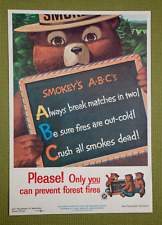 Vintage 1962 Smokey Bear A-B-C Please Only You can prevent Forest Fires Poster picture