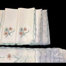 Set Of 8 Vintage Hand Embroidered Floral Placemats & Napkins  picture