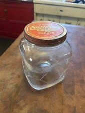 Antique Vintage Solitaire Coffee Glass Kitchen Canister Jar With Original Lid picture