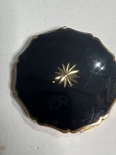 VINTAGE STRATTON BLACK ENAMEL AND GOLD LADIES COMPACT - ENGLAND makeup powder picture