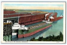 c1920 Ore Docks Two Harbors Steamer Cargo Ship Shipyard Dock Minnesota Postcard picture