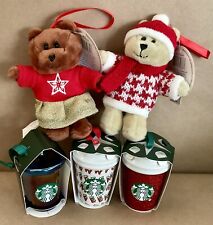Lot of 5 Starbucks Christmas Ornaments 2018 Ceramic Cups & Bears BRAND NEW Mint picture