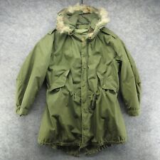 VTG M-1951 Jacket Mens Small Green Parka Fish Tail Mohair Liner Fur Hood US Army picture