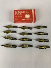Vintage HUNT SPEEDBALL PENS B-5 1/2 Round Calligraphy Pen Ink Nibs Box of 12 picture