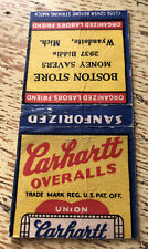 1930s-40s Carhartt Overalls Union Boston Store Wyandotte Michigan Matchbook Cove picture