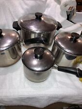 VINTAGE 1801 REVERE WARE STAINLESS COPPER BOTTOM COOKWARE - 8 Pieces all USA  picture