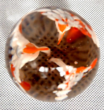 VTG Orange White Floral Paper Weight Paperweight Art Glass picture