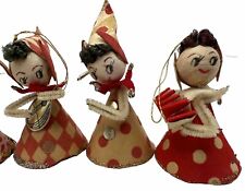 VTG Christmas Figurines Paper Elf Musical Pixie Handmade in Japan Set of (4) picture