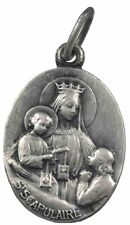 Vintage Catholic St Scapulaire Silver  Tone Religious Medal picture