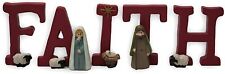 F-A-I-T-H Nativity Holy Family and Sheep Resin Christmas Decoration, 5 Pieces picture