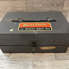 BLACK & DECKER Metal Case Tool Box for 1/4” Utility Drill Kit 11x7x5” Vintage picture