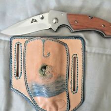 Folding KNIFE 'n Leather SHEATH -4 the lefty FISH head -CUSTOM MADE by a veteran picture