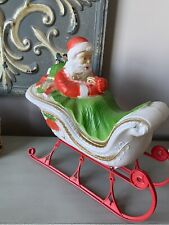 Poloron rare vintage Santa in sleigh blow mold picture