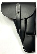 WWII GERMAN BROWNING 9MM HIGH POWERED PISTOL HOLSTER-BLACK LEATHER picture