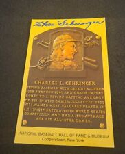 CHARLES GEHRINGER SIGNED MLB HOF PLAQUE POSTCARD DET TIGERS W/COA+PROOF RARE WOW picture