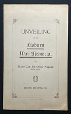 1923 Brochure, Lisburn War Memorial Unveiling by Major-General Sir Oliver Nugent picture